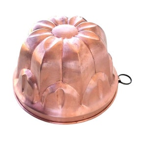 Molde grande de cobre vintage para gelatina, moldes de cobre para hornear pasteles, molde para hornear, decoración rústica para pared de cocina