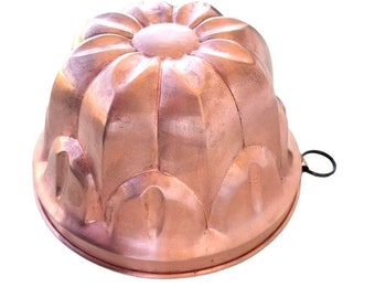 Vintage Large Copper Jello Mold, Copper Bakeware Cake Pans, Baking Mold, Rustic Kitchen Wall Decor