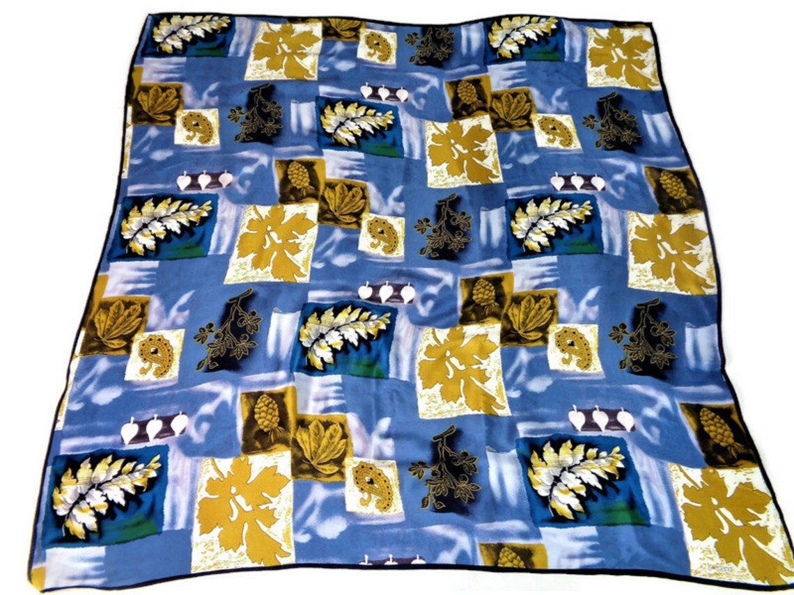 Foulard Vintage LOREDANO En Soie 100% - Motif Floral Multicolore - Italie - Occasion (bon état)