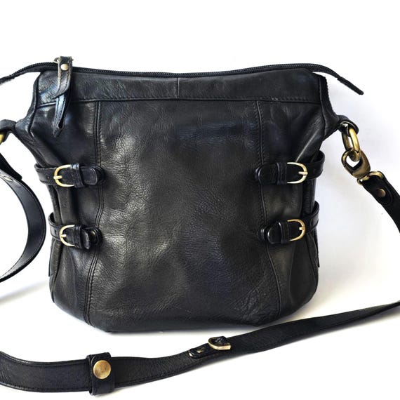 Vintage Gianni Conti Shoulder Bag, Italian Black Leather  display picture 1
