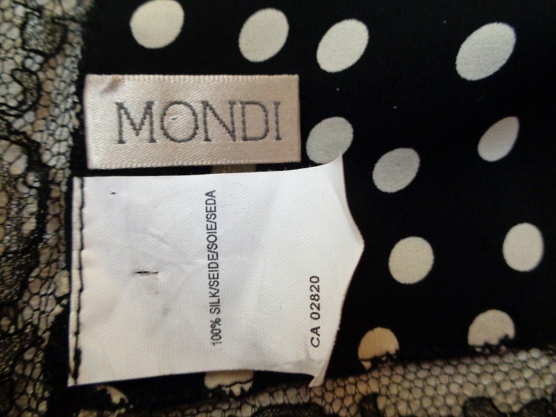 MONDI Silk Small Scarf Black White Polka Dot Lace - Etsy