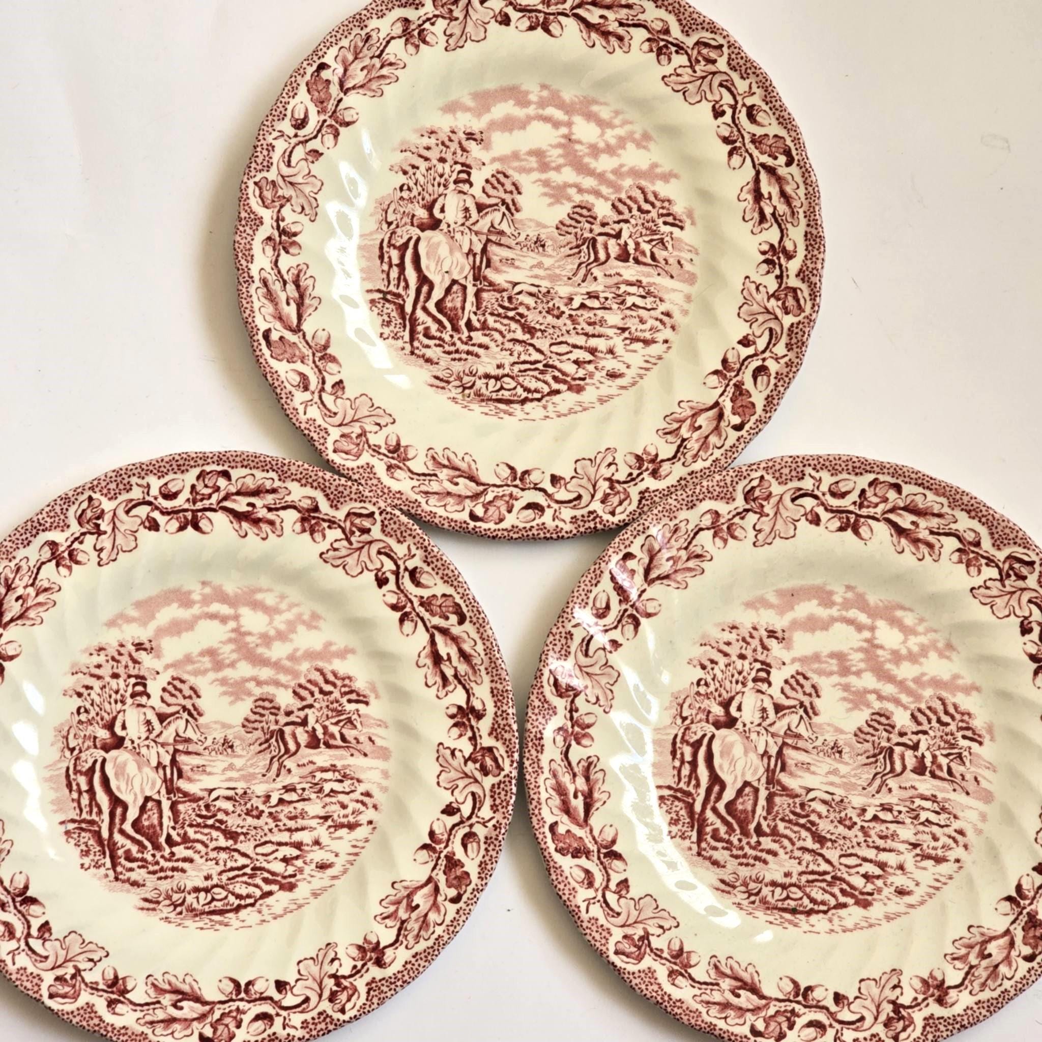 Myotts Country Life カントリーライフ 皿 3枚セット English Red Dessert Side Salad Plates Set of 3, Myott Country Life