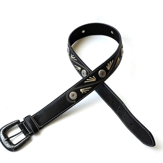 Genuine Leather Belt with Silver Concho Accents s-l400.jpg main image 4