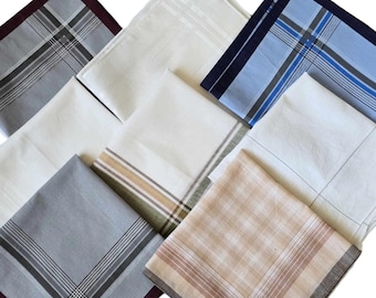 Vintage 70s Multicolor Striped Cotton Handkerchiefs Lot of 8 Men Hankies Pocket Square Retro Accessories for Man Casual Everyday Formal Wear