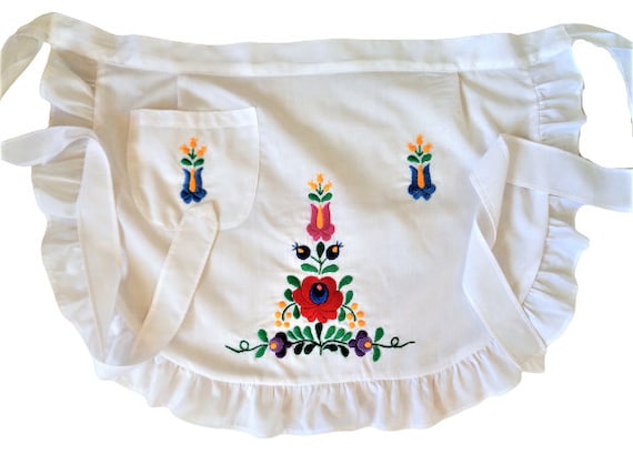 ハンガリー刺繍エプロン、カロチャ、ハンガリー民俗芸術、マチョー刺繍