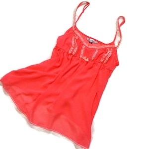 Vestido lencero para mujer, color melocotón, camisón vintage rosa, ropa de dormir de Victoria&#39;s Secret, camisón corto, vestido largo, talla S/M