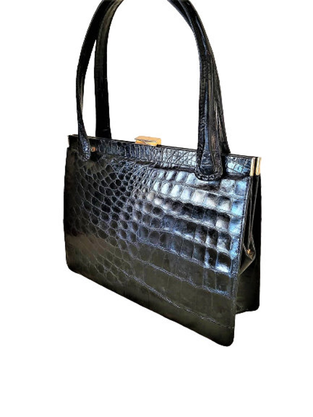 Vintage Top Handle Black Patent Handbag main image 0