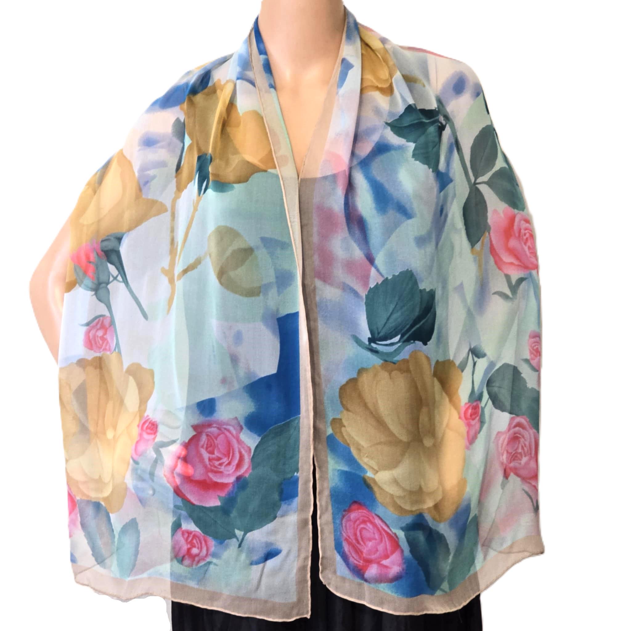 Foulard Carré Vintage Basile En Soie 100% - Motif Géométrique Multicolore, Thème Astro - Occasion Bon état
