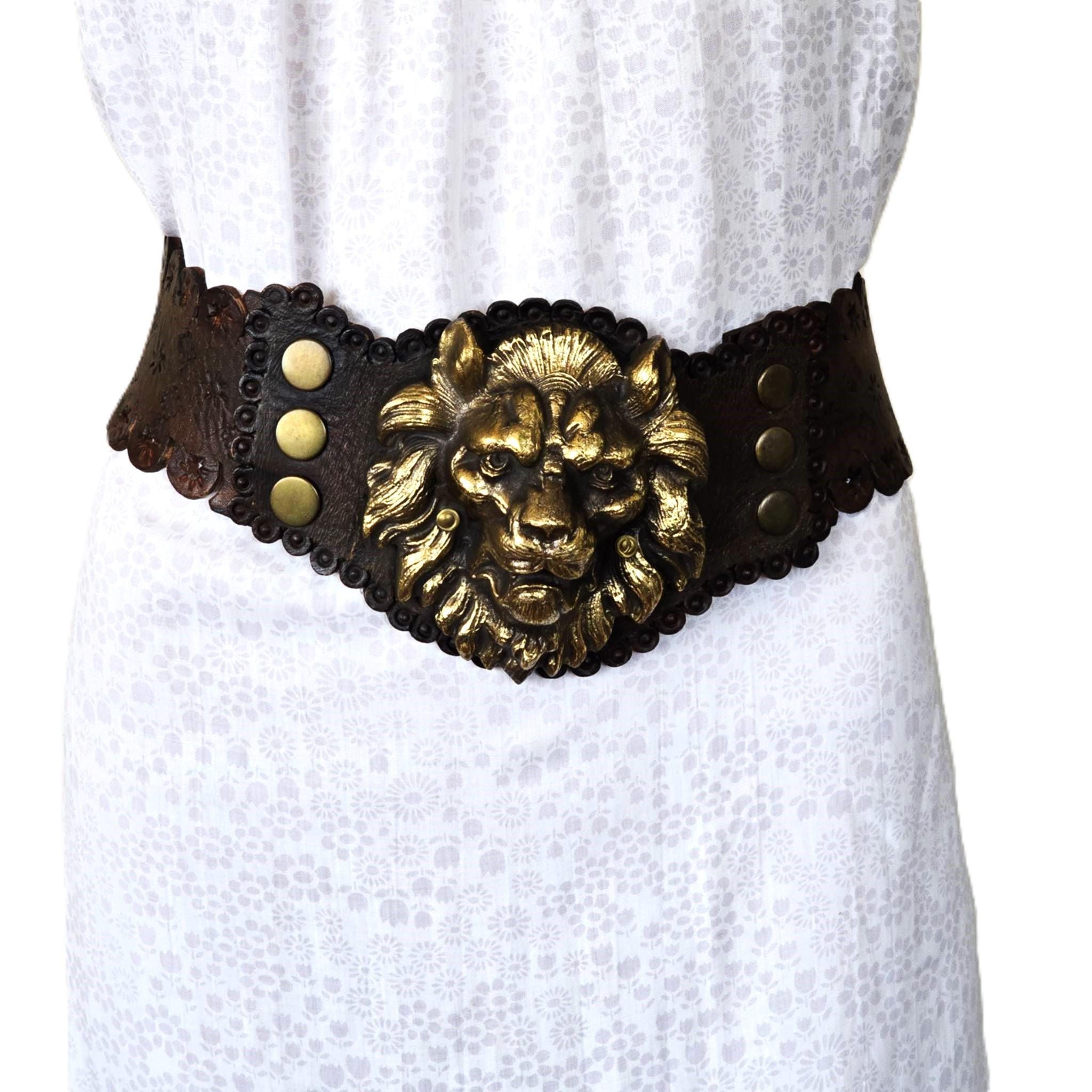 Vintage Handcast Brass Belt Buckle Boho Hippie Botanical & Lion Animal Figural il_fullxfull.4272509793_egll.jpg main image 3