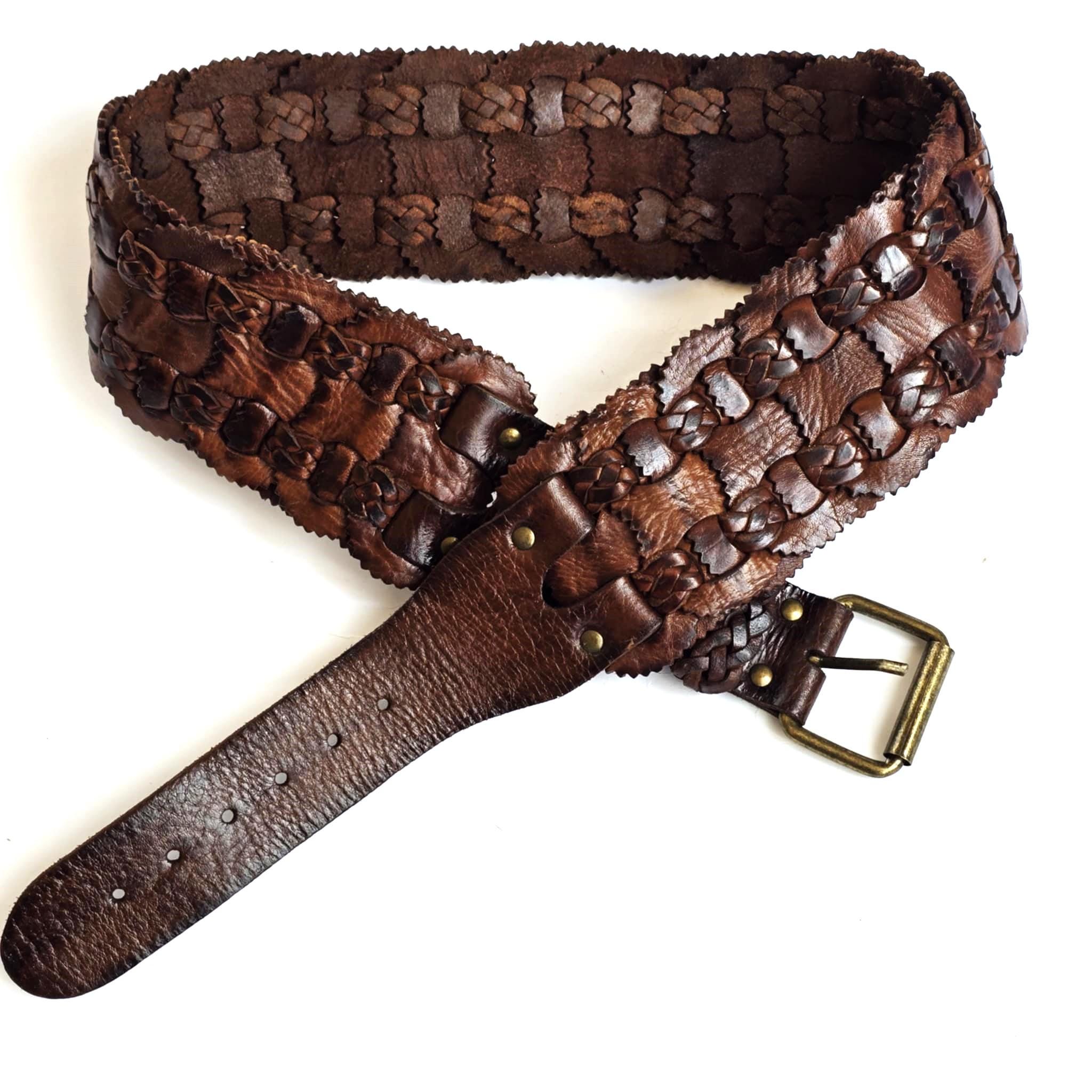 Vintage Brown Woven Leather Belt Braided Western Cowgirl Festival Womens Small‎ Brown Leather Braided Belts for Women for sale | eBay main image 4