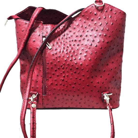 Vintage Borse in Pelle Red Burgundy Ostrich Leather 
