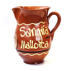 Sangria Jug, Traditional Spanish Ceramic Pottery Pitcher, Terracotta Mallorca Spain