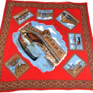 Souvenir Scarf of Venice, Souvenir of Italy, Venezia Souvenir Scarf, Travel Tourist Scarf, Red White Souvenir Scarf image 1