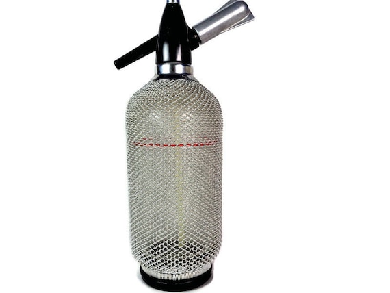 Behind The Bar® Glass Soda Siphon with Metal Mesh - 1 Liter