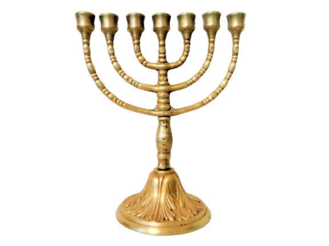 Menorah Candle Holder, Brass Jewish Candlestick Holder, 7 Branches