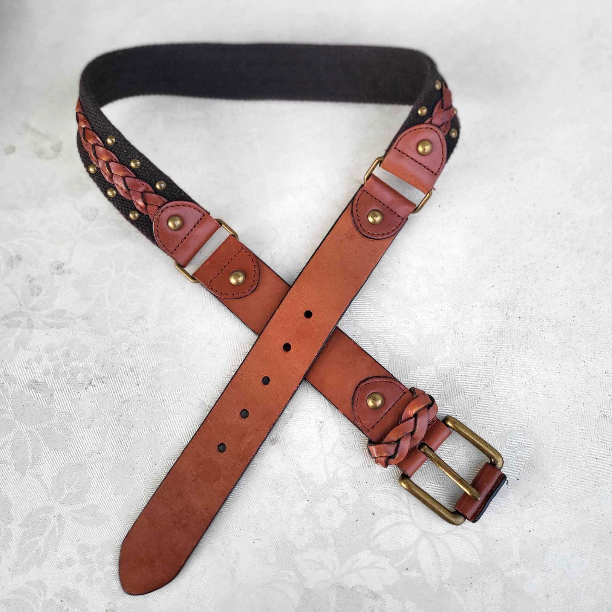 Raison Leatherware Distressed Brown Genuine Leather Studded Concho Belt M Men main image 3