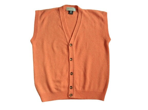 Pull en laine pour homme, gilet avec boutons, couleur pêche, col