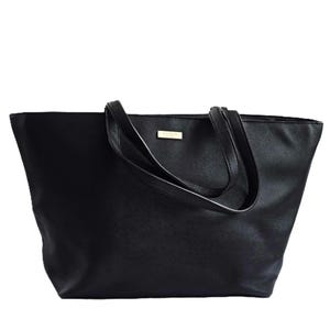 Vintage KATE SPADE New York Tote Bag Black Textured Leather Shoulder Handbag Large Everyday Casual Work Travel Wear
