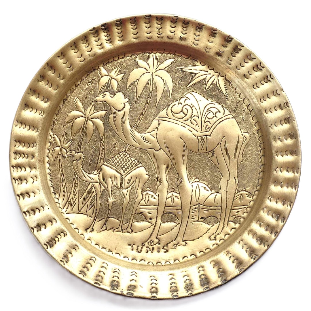 ヴィンテージ チュニジア 真鍮 ウォールプレート エンボス加工 装飾