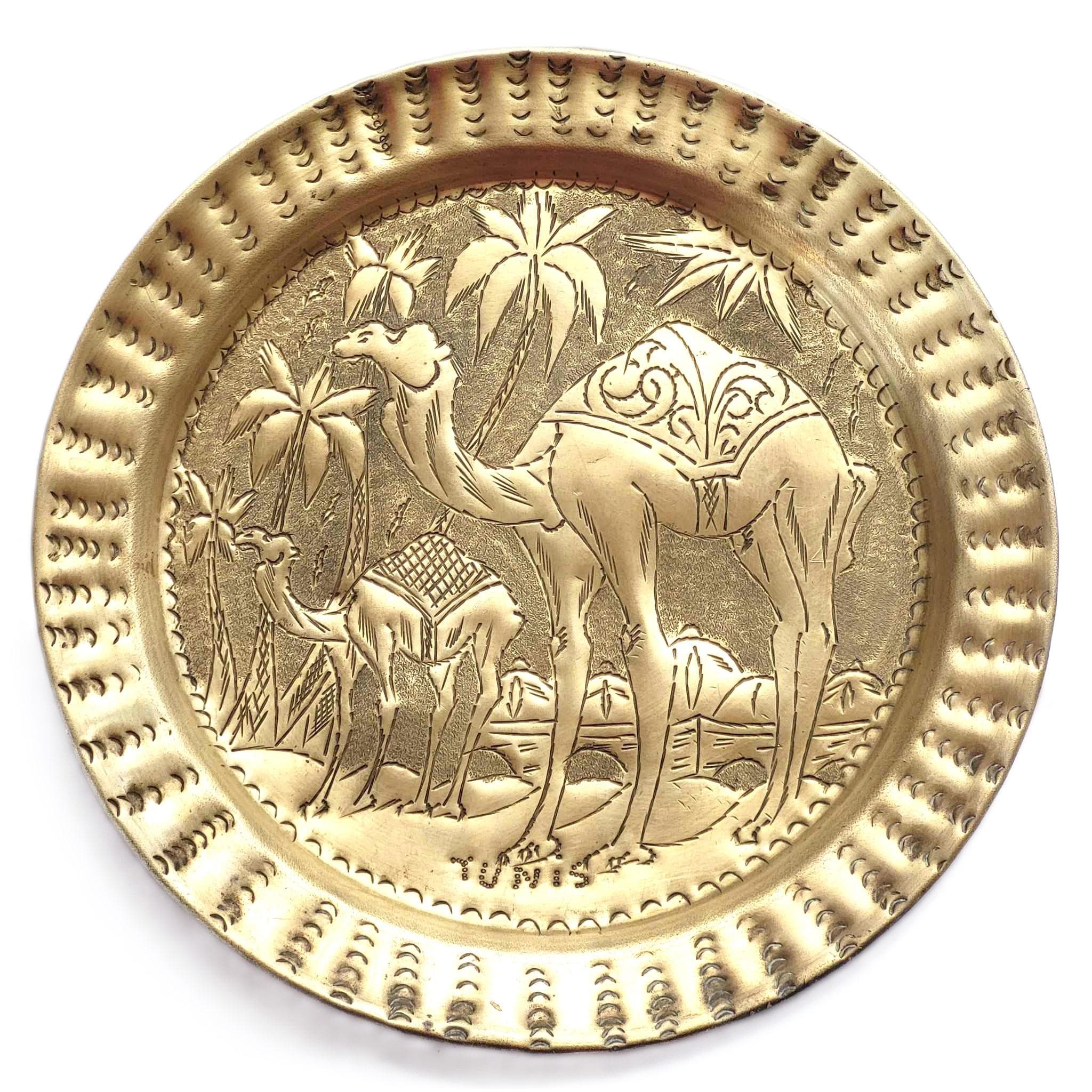 ヴィンテージ チュニジア 真鍮 ウォールプレート エンボス加工 装飾