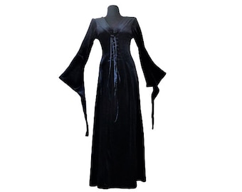 Gothic Dress, Black Velvet Dress, Maxi Corset Dress, Medieval Clothing for Women, Steampunk Dress, Halloween Party, Gothic Aesthetic