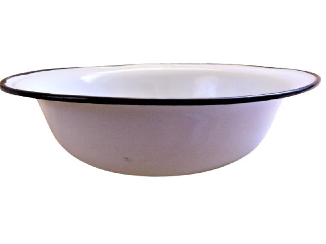 Enamel Wash Basin Vintage Enamel Pan White Enamelware Metal Etsy