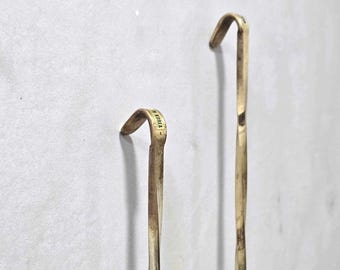 ヴィンテージ銅製レードルとスキマーセット、真鍮ハンドル付き。素朴な