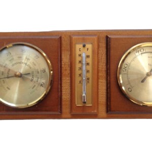 Vintage Wetterstation, Thermometer, Barometer, Hygrometer, Deutsche Wetterfühler Wandbehang Bild 3