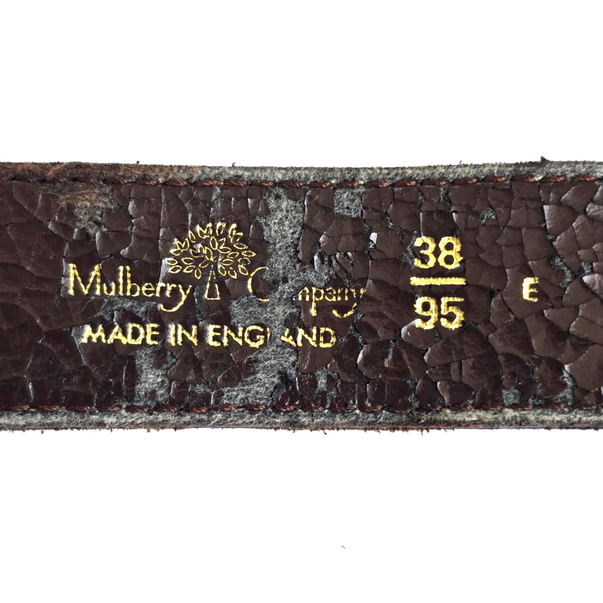 Mulberry England navy Leather Belt Brass Buckle 32 unisex Vintage Mulberry England Leather Belt Classic Brown Embossed  main image 4