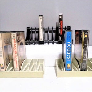 Vintage Cassette Tape Storage Holders Set of 3, Audio Tape Display, Music Storage, Retro Home Decor, 70s