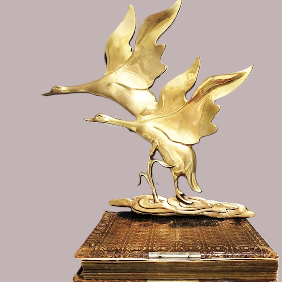 Mid Century Brass Bird Wall Hanging Sculpture Decoration