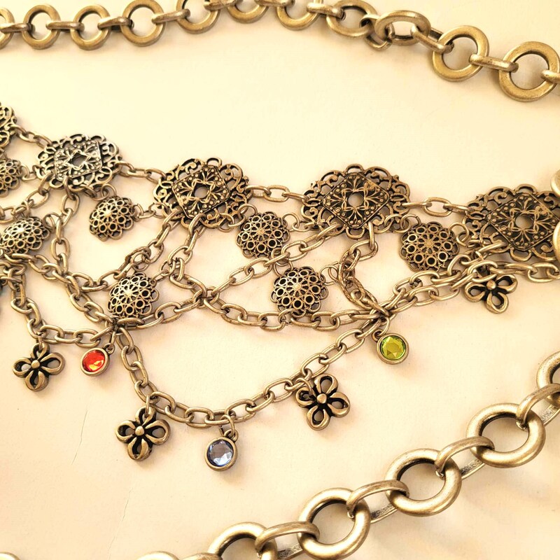 Rhinestone and Silver Draped Body Chain