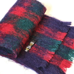 Bufanda vintage NAHAR de mohair con cuadros escoceses, tartán rojo, azul y verde, para invierno, cálida y suave, para hombres y mujeres, regalo clásico.
