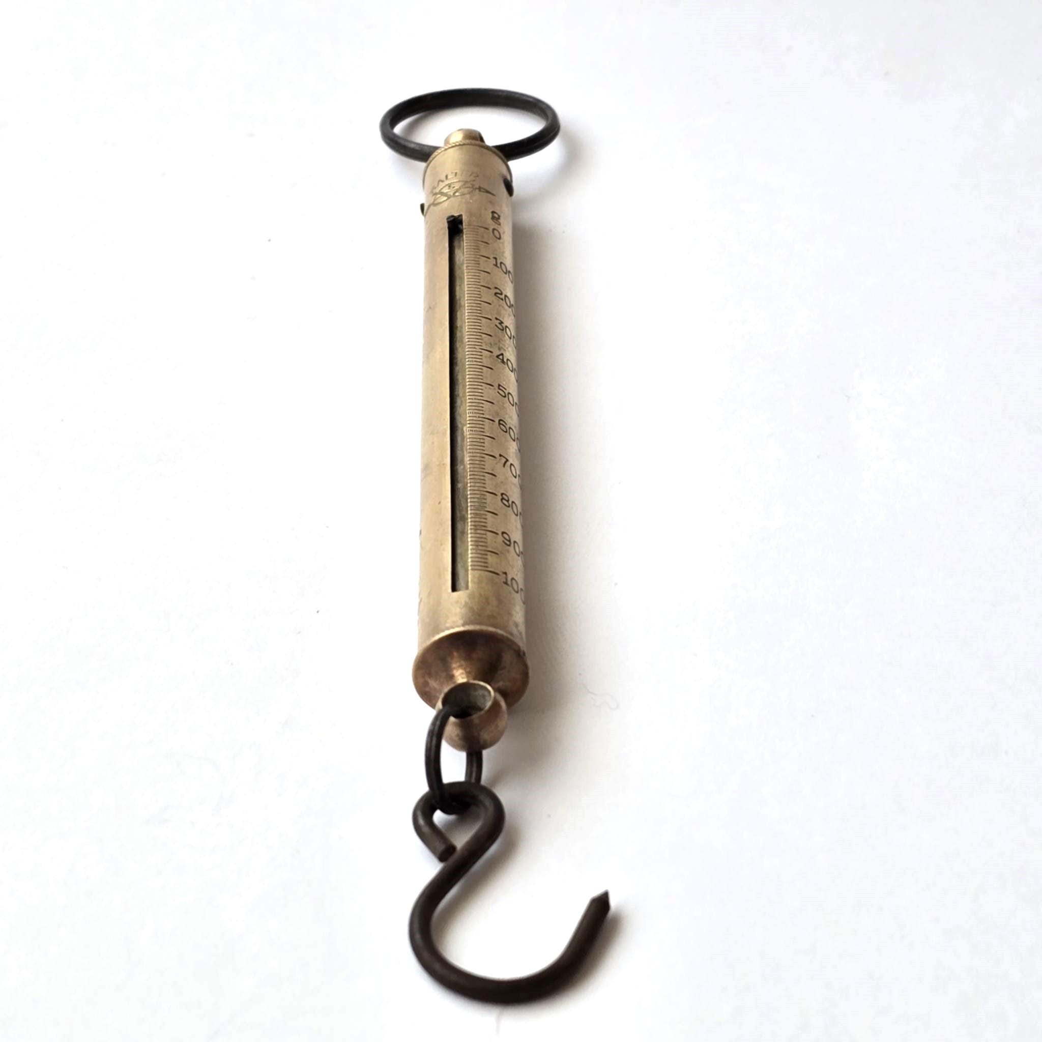 Vintage SALTER Brass Spring Balance Scale, Hanging Weight