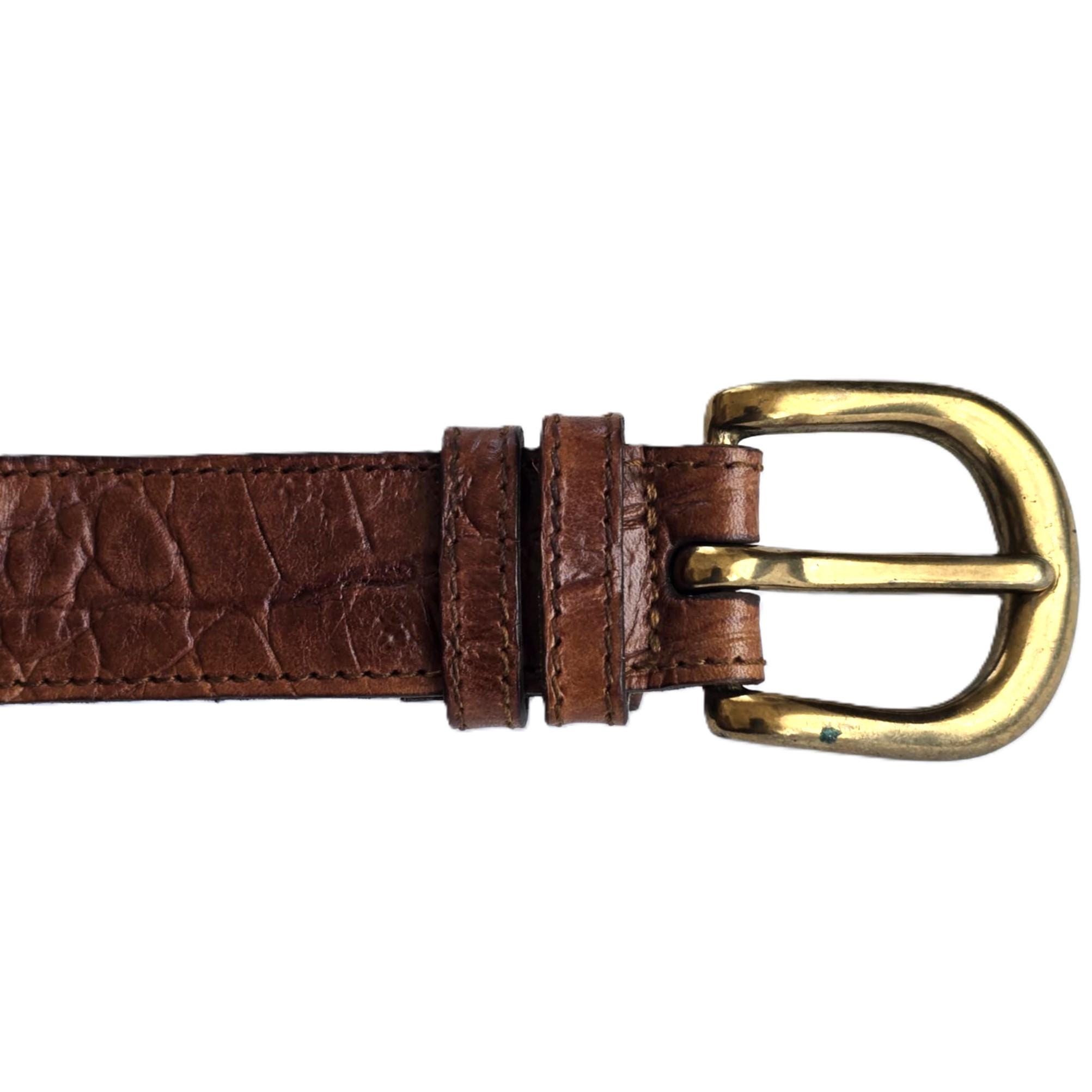 Vintage Mulberry England Leather Belt Classic Brown Embossed 