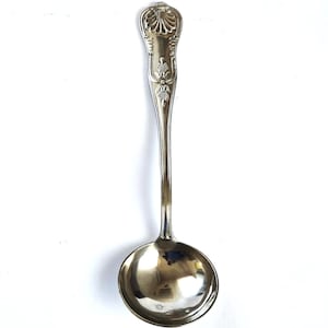 Antique Silver Ladle: Ornate Embossed Handle, Formal Dining
