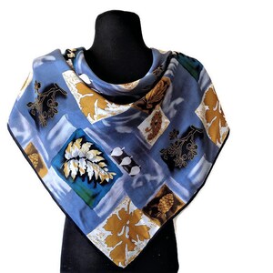 Foulard Carré En Soie LOREDANO - Vintage, Motifs Vert/bleu/rouge, 88x87 Cm