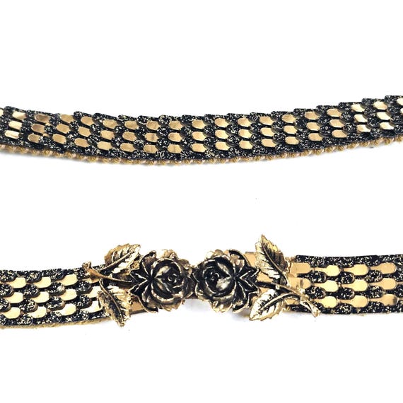 Authentic 1980s Vintage Gold Metal Waist Belt With Brass 