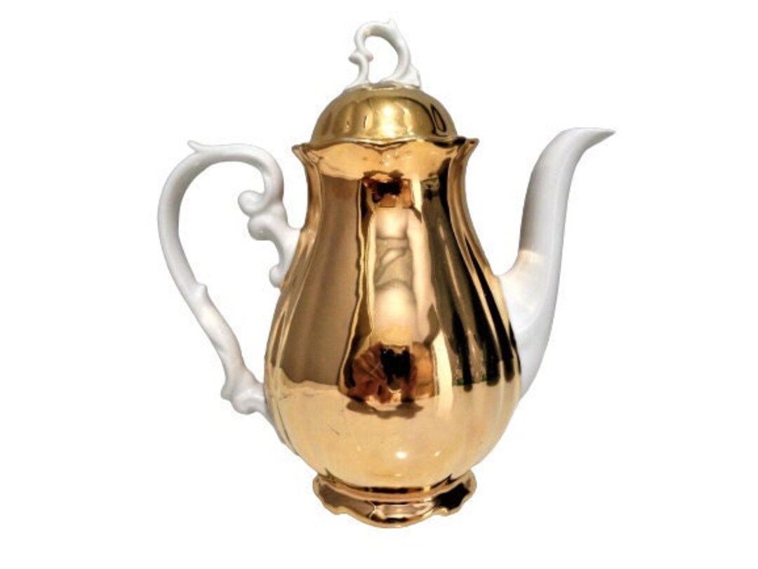 Antique Coffee Pot, Gold Porcelain, Schlottenhof Bavaria Germany