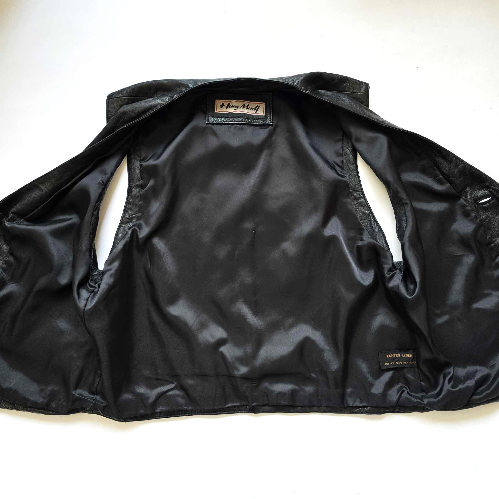 Henry Morell Vintage Men Black Leather Vest Size XL/50 Genuine 