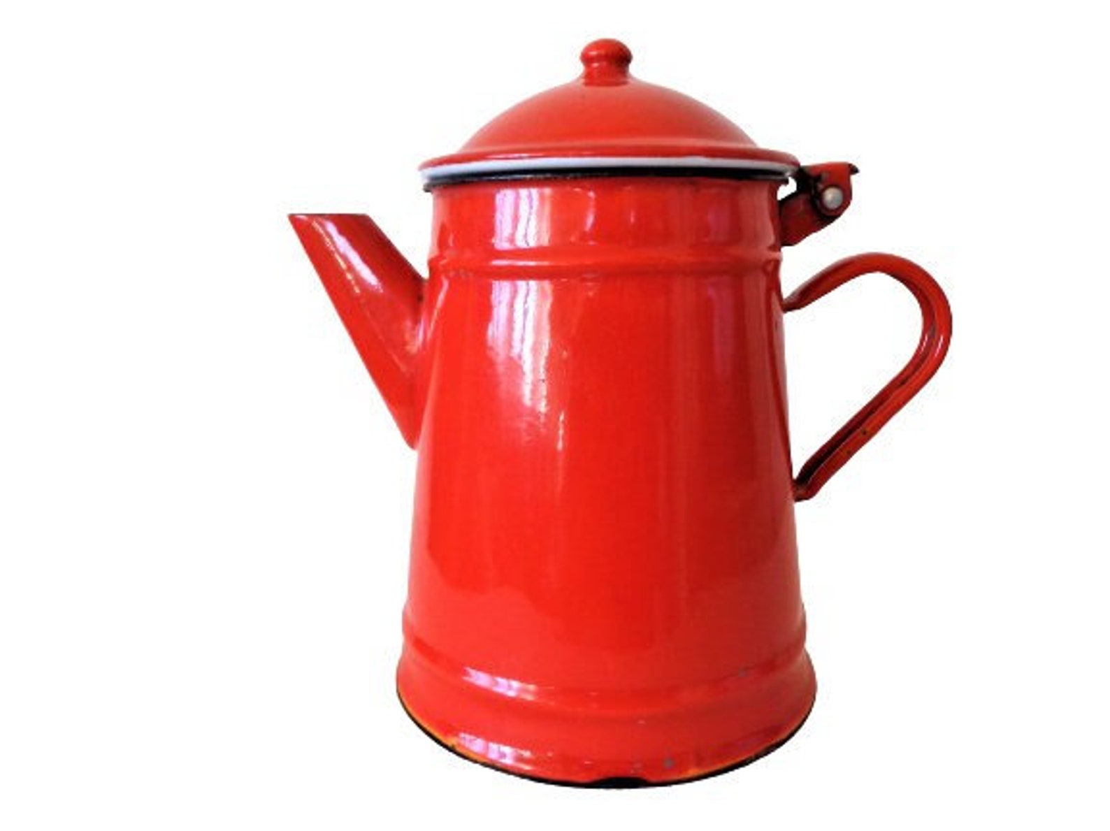 Vintage Enamel Coffee Pot Red Enamelware Stove Top Coffee Etsy