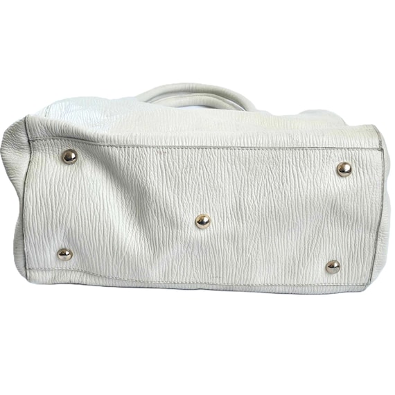 Vintage FURLA White Textured Genuine Leather Handbag Purse  display picture 1