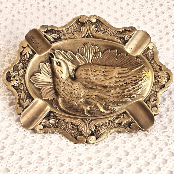 ヴィンテージ真鍮灰皿 小物入れ 鳥のレリーフデザイン モデルデポーズ