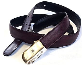 Vintage Aigner Burgundy Leather Belt: Braided Woven Design  display picture 2