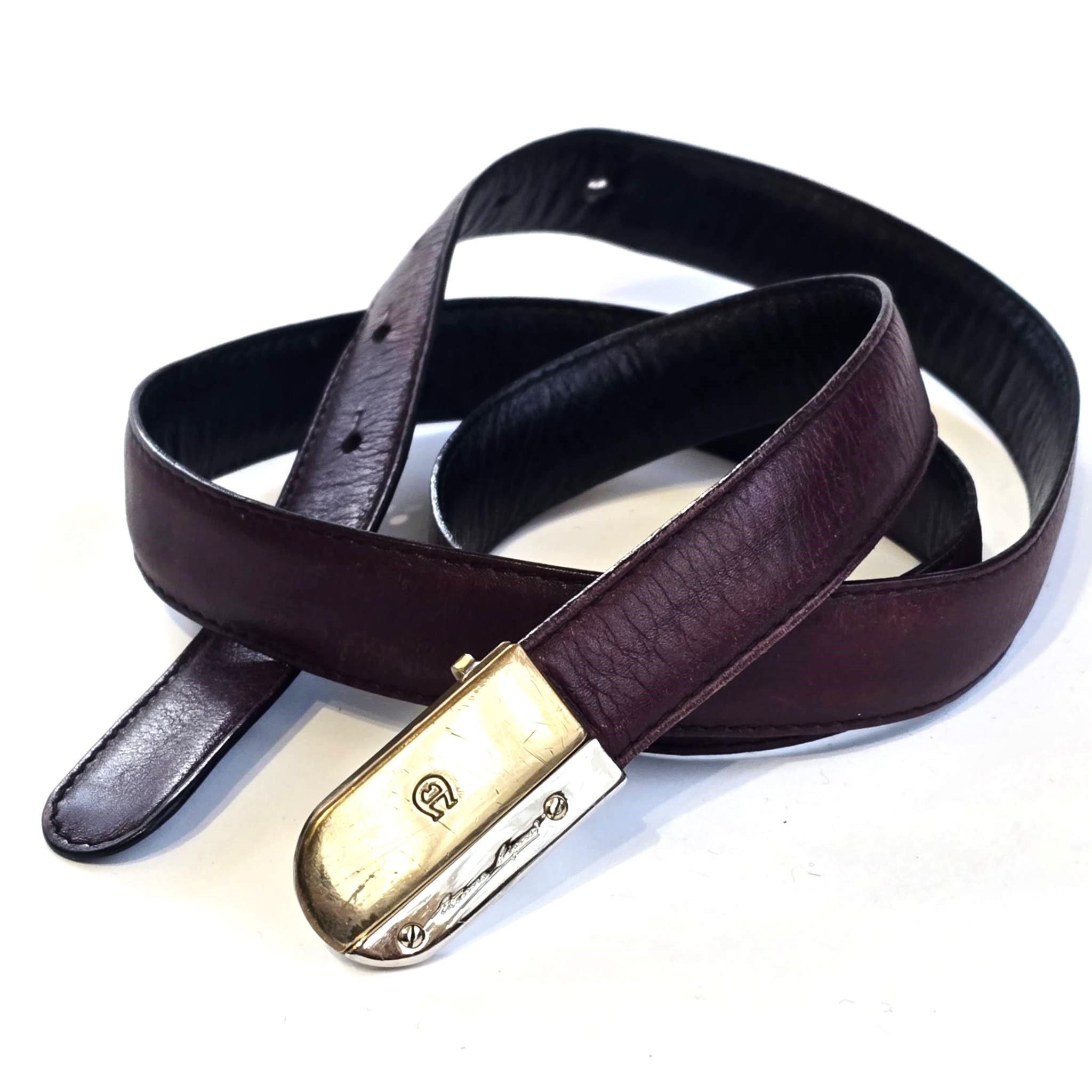 Etienne AIGNER Leather Belt With a Brass Buckle Size XL Black Etienne Aigner black leather dress trouser | Mercari main image 3