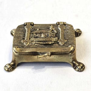 Brass Snuff Box, English Small Storage Box, Vintage Trinket Box with Legs, Gift for Him, Bestfriend Gift