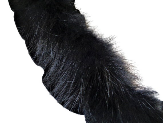 Knit Fur Scarf, Real Fox Fur Black Knitted Scarf,… - image 5