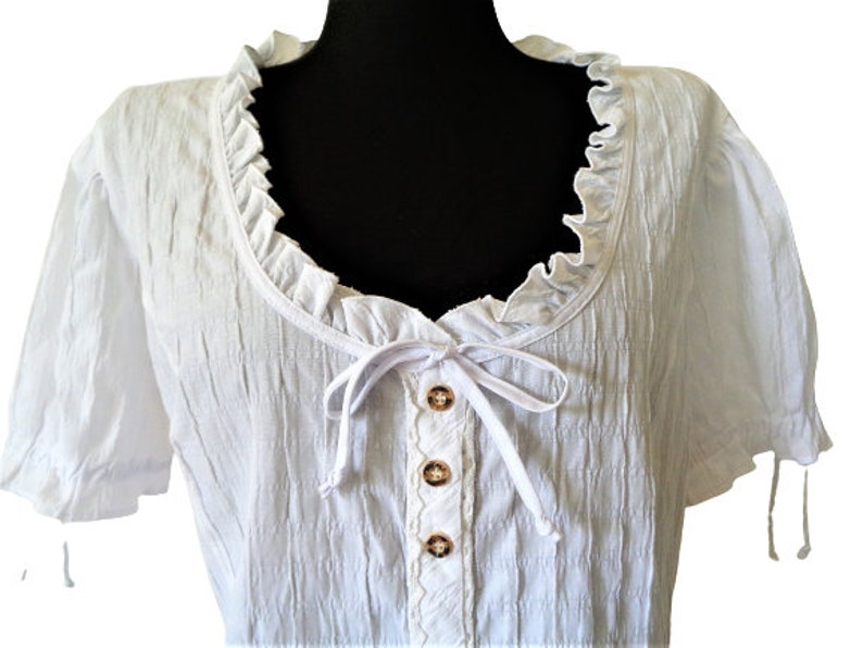 White Top with Sleeve Plus Size Dirndl Blouse Etsy