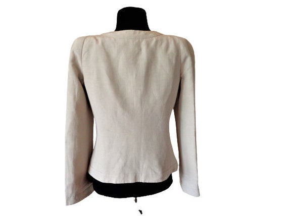ARMANI Women Blazer Light Cream Beige Silk and Linen Blend