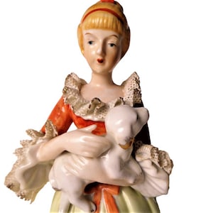 Capodimonte Figurine, Lady with Dog, Vintage Italian Statue
